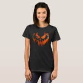 Jack O Lantern Pumpkin Face And Evil Face Monster T-Shirt (Vorne ganz)
