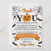 Jack-o'-lantern Pumpkin Halloween Kinderdusche Dankeskarte (Vorderseite)