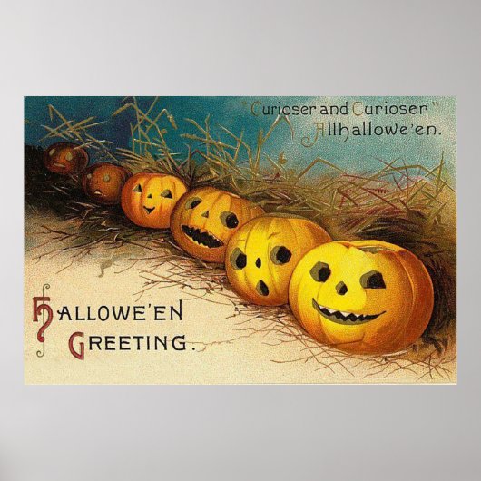 Jack O' Lantern Pumpkin Hay Field Poster (Vorne)