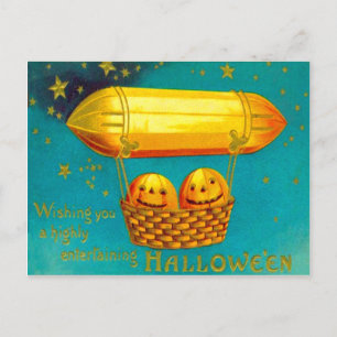 Jack O' Lantern Pumpkin Hot Air Balloon Postkarte