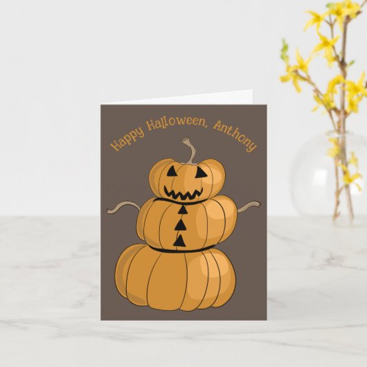 Jack-o-Lantern Pumpkin Man Halloween Karte (Gelbe Blume)