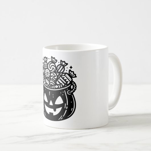 Jack-o-Lantern Pumpkin Pail Halloween Candy Kaffeetasse (VorderseiteRechts)