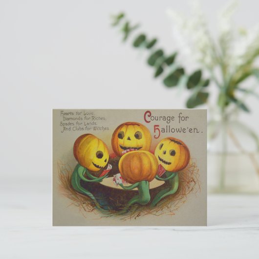 Jack O' Lantern Pumpkin Playing Cards Poker Postkarte (Stehend Vorderseite)