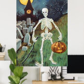 Jack O' Lantern Pumpkin Skeleton Friedhof Poster (Heimbüro)