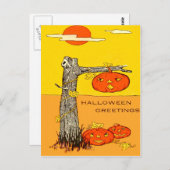Jack O' Lantern Pumpkin Tree Blätter Postkarte (Vorne/Hinten)