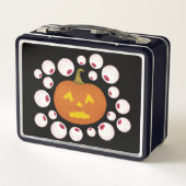 Jack-o-Lantern Pumpkin und Eyeballs im Dunkeln Metall Brotdose (Rückseite)