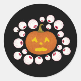 Jack-o-Lantern Pumpkin und Eyeballs im Dunkeln Runder Aufkleber