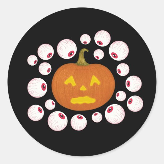 Jack-o-Lantern Pumpkin und Eyeballs im Dunkeln Runder Aufkleber (Vorderseite)