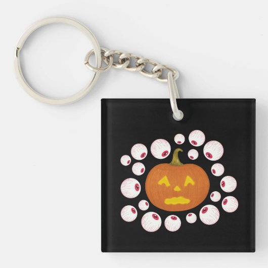 Jack-o-Lantern Pumpkin und Eyeballs im Dunkeln Schlüsselanhänger (Vorderseite)