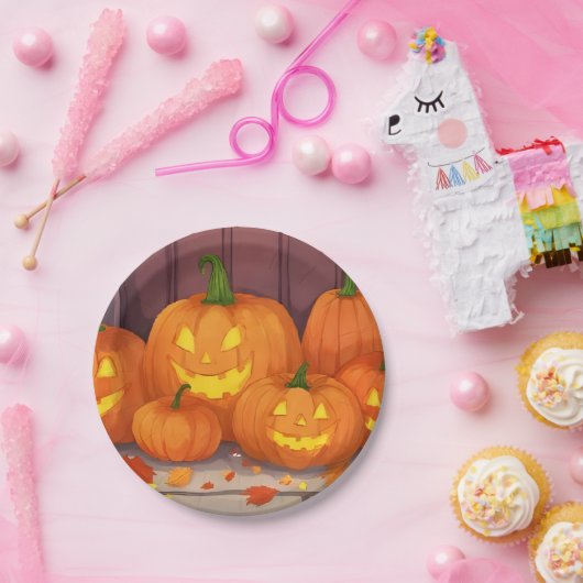 Jack-O-Lantern Pumpkins Halloween-Party Pappteller (Party)
