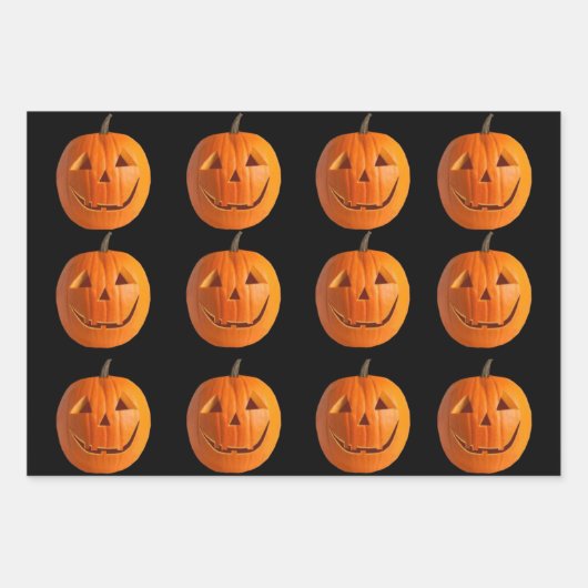 Jack-O-Lantern-Schleifpapier Geschenkpapier Set (Vorderseite)