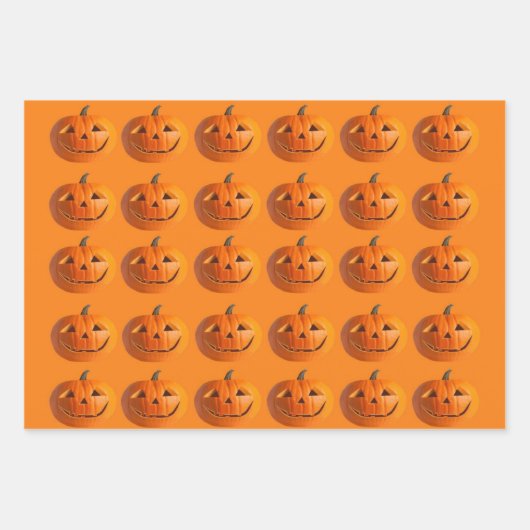Jack-O-Lantern-Schleifpapier Geschenkpapier Set (Vorderseite 3)