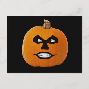 Jack o' Lantern Sinister Face, Halloween Pumpkin Postkarte