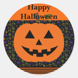 Jack-o-Lantern Smiling Face Orange Black Classic R Runder Aufkleber