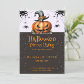 Jack-O' Lantern Spiderlis Halloween Party Einladung (Stehend Vorderseite)