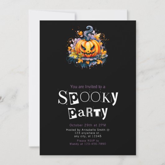Jack-O' Lantern Spooky-Halloween-Party Einladung (Vorderseite)