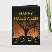 Jack-o-lantern-Spooky Tree Halloween Karte (Vorderseite)
