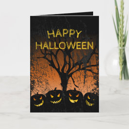 Jack-o-lantern-Spooky Tree Halloween Karte