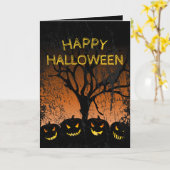 Jack-o-lantern-Spooky Tree Halloween Karte (Gelbe Blume)