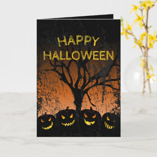 Jack-o-lantern-Spooky Tree Halloween Karte