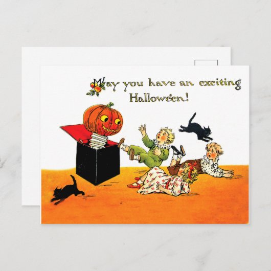 Jack O' Lantern springt aus der Kiste Postkarte (Vorne/Hinten)