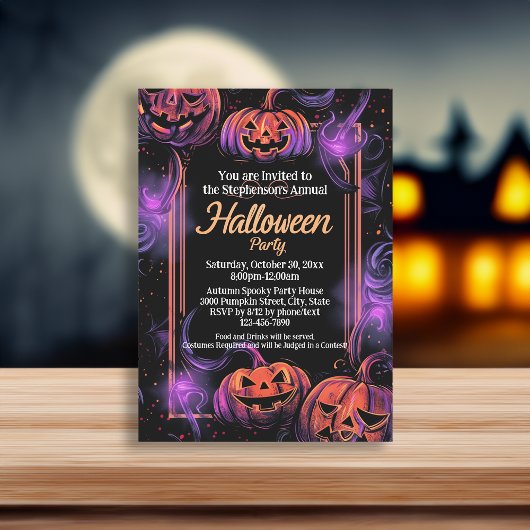 Jack-O-Lantern Swirl-Halloween-Party Einladung