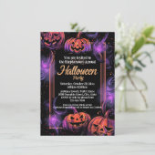 Jack-O-Lantern Swirl-Halloween-Party Einladung (Stehend Vorderseite)