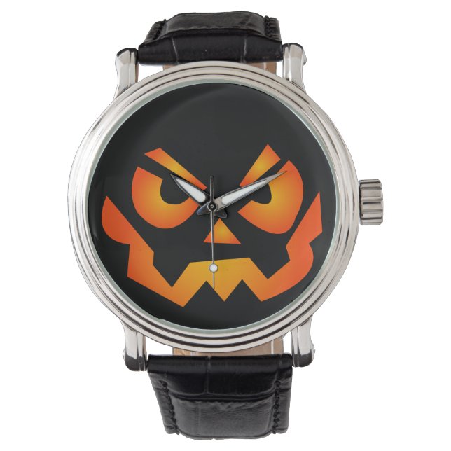 Jack-o-Lantern-Uhr Armbanduhr (Vorderseite)