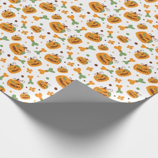 Jack-o-Lantern und Knochen-Spooky Halloween Geschenkpapier (Ecke)