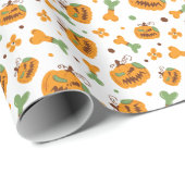 Jack-o-Lantern und Knochen-Spooky Halloween Geschenkpapier (Rolleneckpunkt)