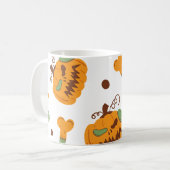 Jack-o-Lantern und Knochen-Spooky Halloween Kaffeetasse (Vorderseite Links)