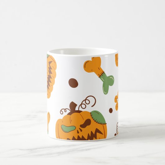 Jack-o-Lantern und Knochen-Spooky Halloween Kaffeetasse (Mittel)