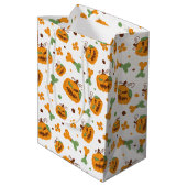 Jack-o-Lantern und Knochen-Spooky Halloween Mittlere Geschenktüte (Rückseite Schrägansicht)