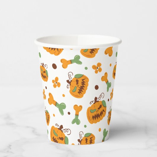 Jack-o-Lantern und Knochen-Spooky Halloween Pappbecher (Links)
