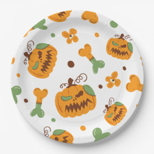 Jack-o-Lantern und Knochen-Spooky Halloween Pappteller