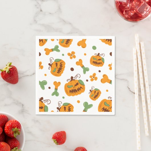 Jack-o-Lantern und Knochen-Spooky Halloween Serviette (Beispiel)