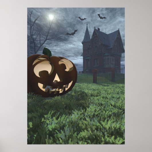 Jack-O-Lantern und Spuk-House-Halloween-Poster Poster (Vorne)