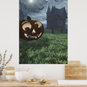 Jack-O-Lantern und Spuk-House-Halloween-Poster Poster (Küche)