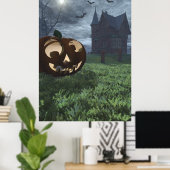 Jack-O-Lantern und Spuk-House-Halloween-Poster Poster (Heimbüro)
