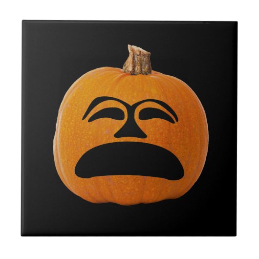 Jack o' Lantern Unglückliches Gesicht, Halloween P Fliese (Vorderseite)