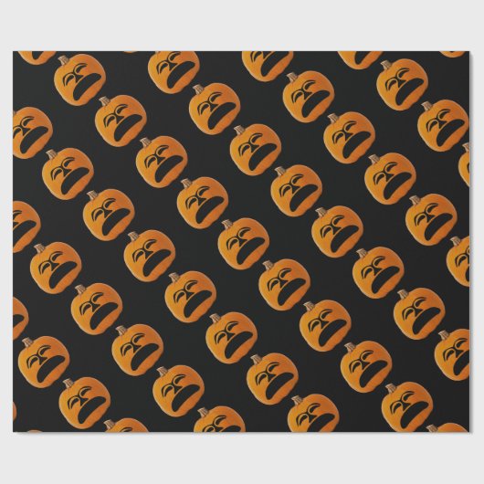 Jack o' Lantern Unglückliches Gesicht, Halloween P Geschenkpapier (Flach)