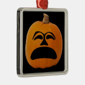 Jack o' Lantern Unglückliches Gesicht, Halloween P Silbernes Ornament (Rechts)