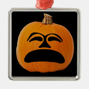 Jack o' Lantern Unglückliches Gesicht, Halloween P Silbernes Ornament