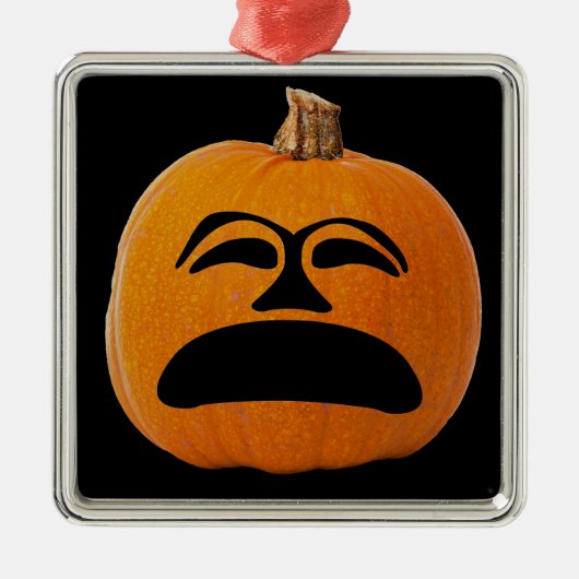 Jack o' Lantern Unglückliches Gesicht, Halloween P Silbernes Ornament (Vorne)