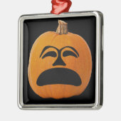 Jack o' Lantern Unglückliches Gesicht, Halloween P Silbernes Ornament (Links)
