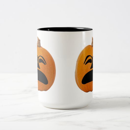 Jack o' Lantern Unglückliches Gesicht, Halloween P Zweifarbige Tasse (Mittel)