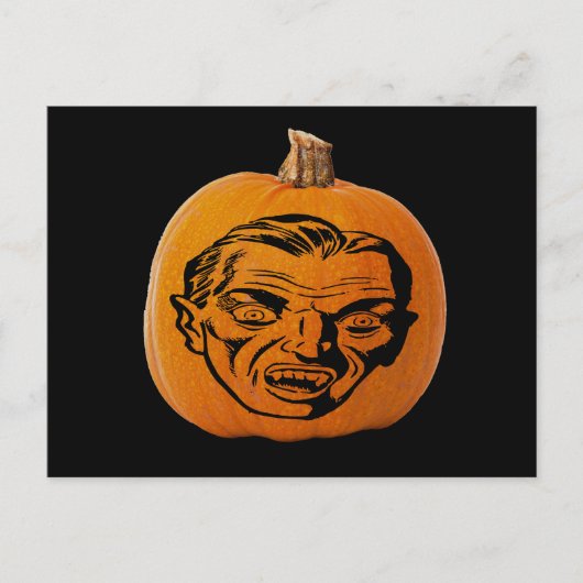 Jack o' Lantern Vampire Face, Halloween Pumpkin Postkarte (Vorderseite)