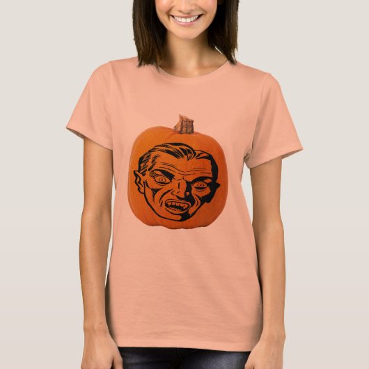 Jack o' Lantern Vampire Face, Halloween Pumpkin T-Shirt (Vorderseite)