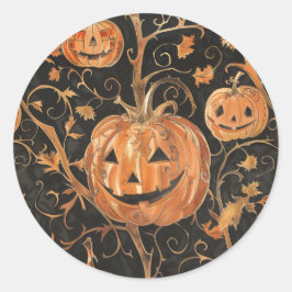 Jack-o-Lanterns auf dem Weinberg Runder Aufkleber