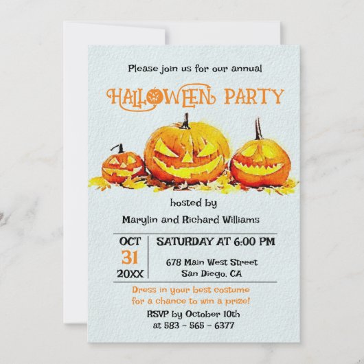 Jack O' Lanterns auf Herbstauslaufbahn Halloween-P Einladung (Vorderseite)